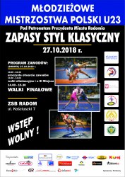MŁODZIEŻOWE MISTRZOSTWA POLSKI U23 - ZAPASY STYL KLASYCZNY - PROGRAM ZAWODÓW